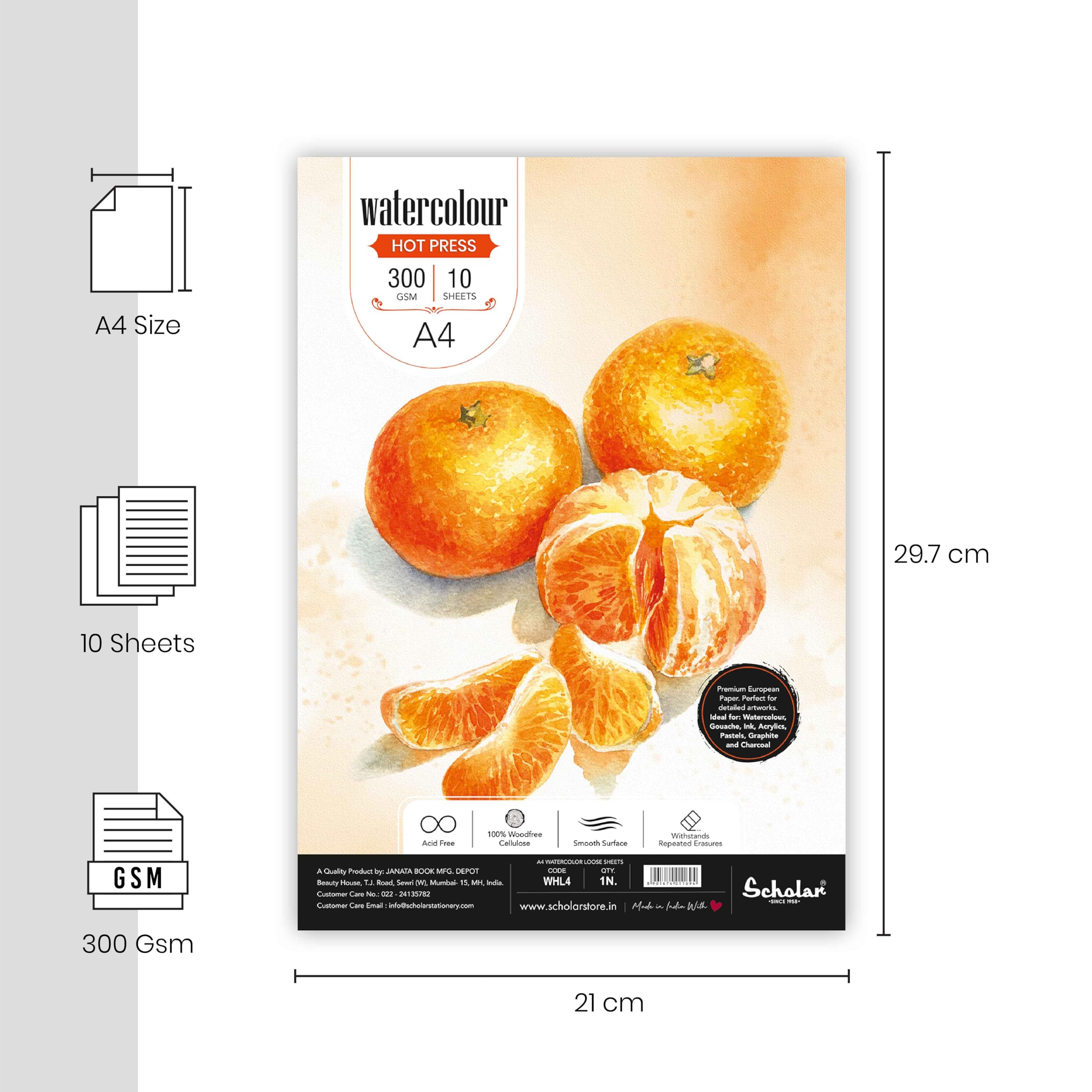 Scholar Watercolour Paper - 300gsm Hot Pressed -2