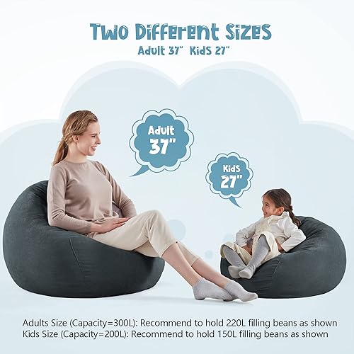 Miniatura 176 de Nobildonna - Funda para silla de puf (relleno sin relleno) de nido de pájaro para niños y adultos. Puf extra grande para almacenamiento de animales