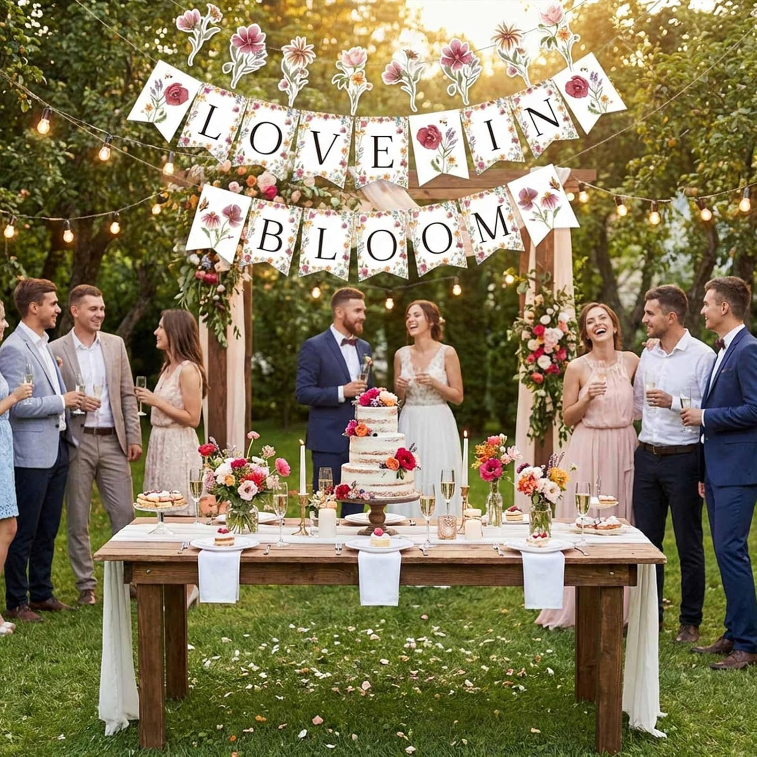 Wildflower Love in Bloom Bridal Shower Banner, Floral Flower Themed Wedding Shower Decorations Banner, Wildflower Spring Summer Engagement Wedding Bachelorette Party Decor Supplies