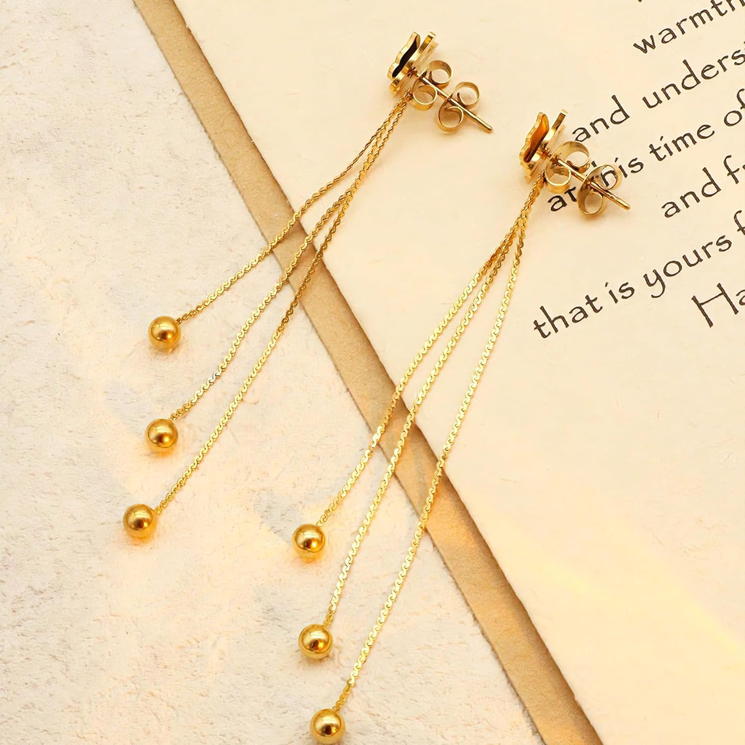 Butterfly Dangle Earrings Gold Wedding Bridal Long Earrings for Women Formal Elegant Jewelry - Image 4