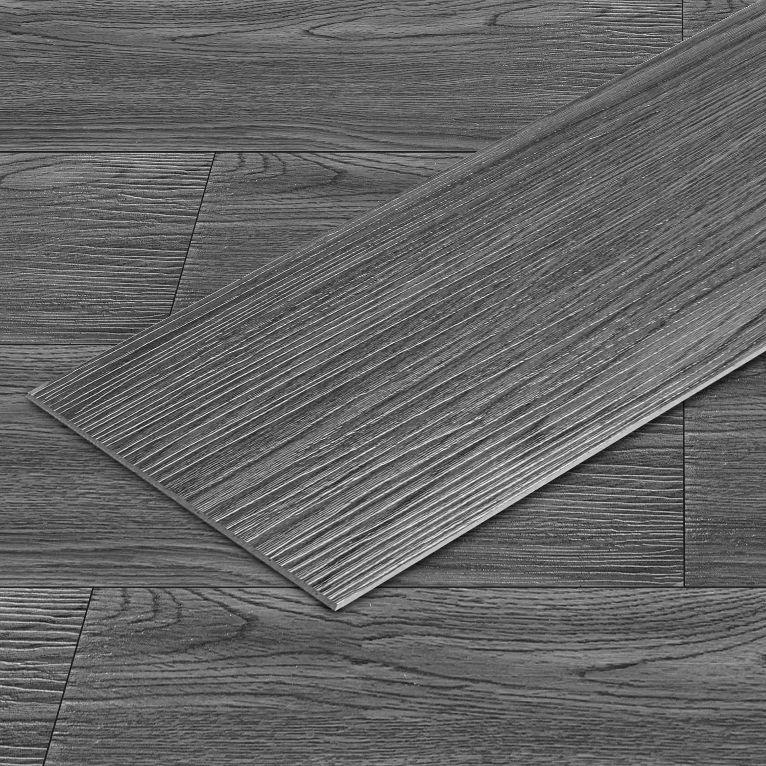 Wykładzina podłogowa z PCW, samoprzylepna, ciemnoszara, 91,44 x 15,24 x 0,2 cm, 54 deski 7,5 m² – samoprzylepna wykładzina winylowa, wodoodporna, odporna na zużycie do salonu, kuchni