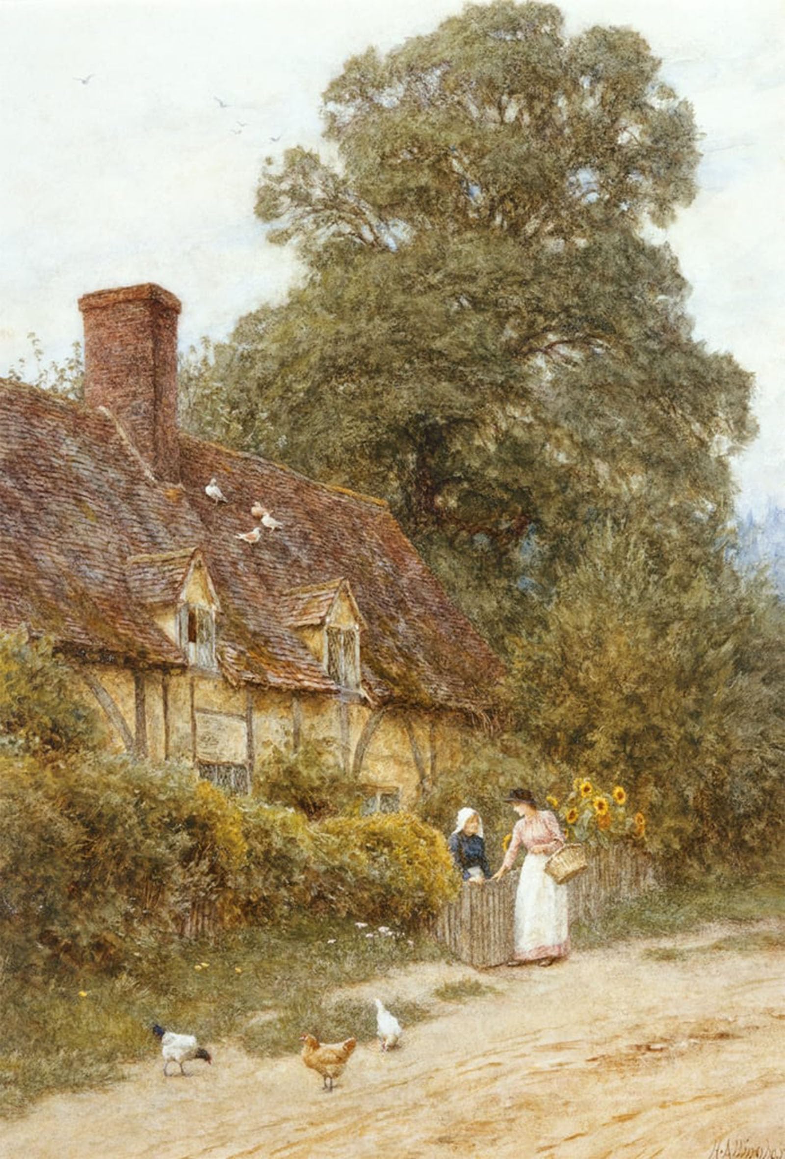 ARTXLXXBN Famous Art Print Poster Vintage Wall Art Old Post Office Brook Near Witley by Helen Allingham Canvas Art Poster for Home Decor 60x90cm