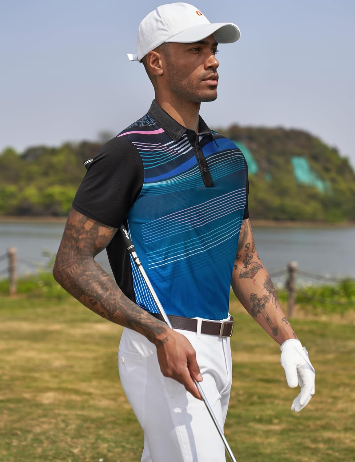 Derminpro Men's Fashion Collared Stretch Fit Casual Short Sleeve Quick Dry Golf Polo Shirts