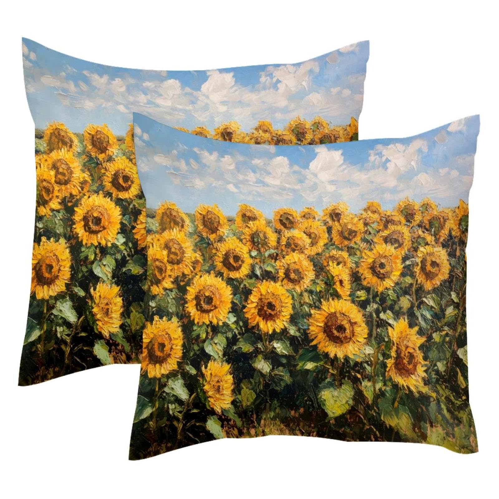 Cojines de girasoles en fundas de terciopelo de doble cara para decorar el salón