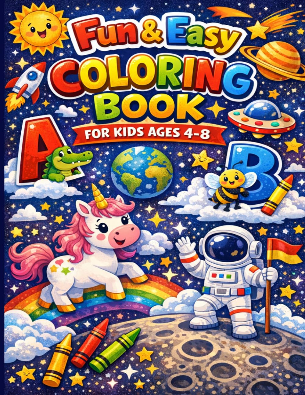 Fun with Easy Coloring Book for kids: Cute Animals, Fun Shapes & Creative Learning Activities for Boys and Girls Ages 4‑8