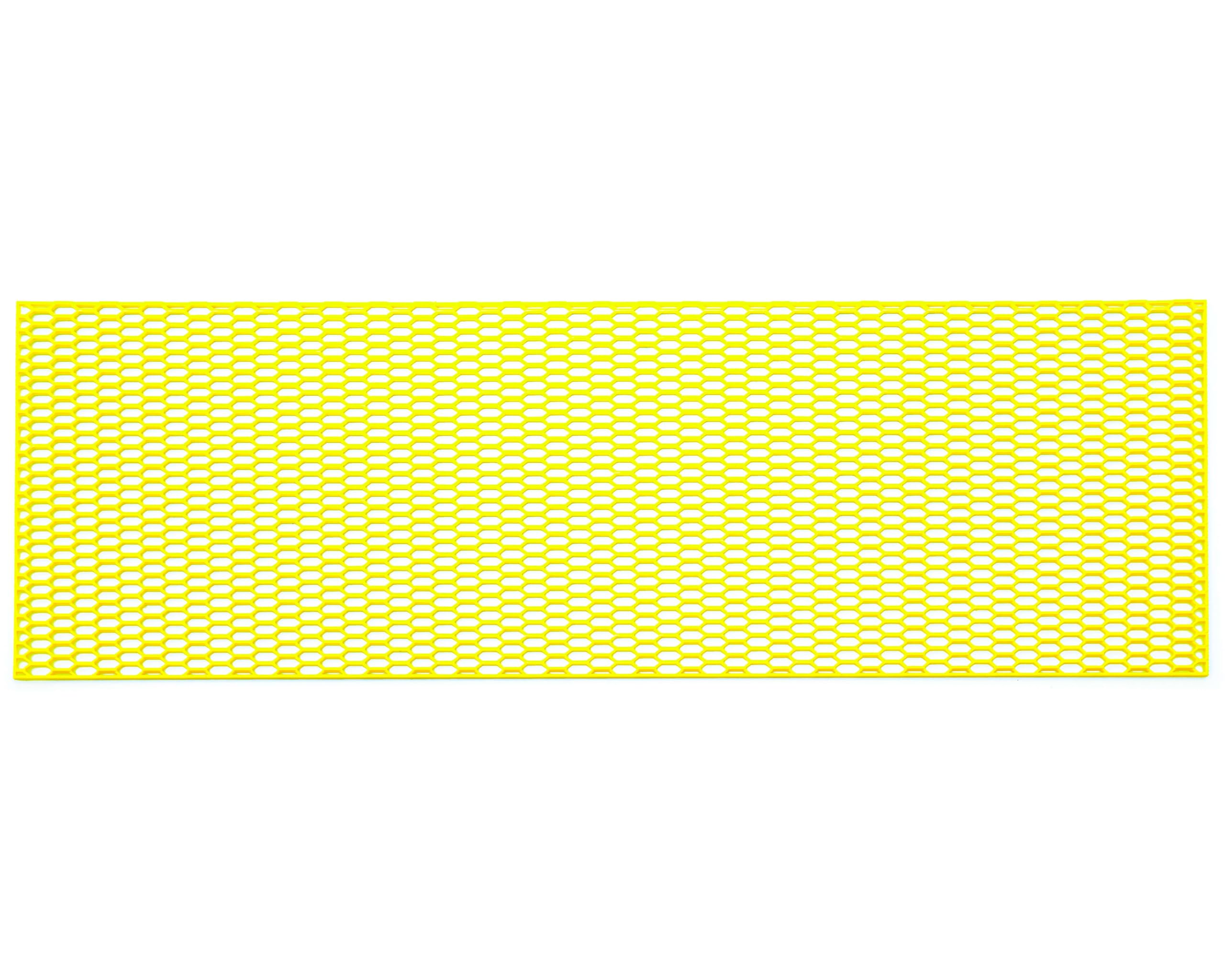RECAMBO Grille de course en nid d'abeille 120 x 40 cm en plastique jaune fluo compatible avec grille avant, pare-chocs, entrée d'air – Découpable – Légère – Résistant aux intempéries – Aspect tuning