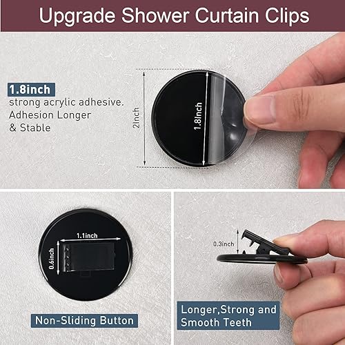 Miniatura 10 de Mate Leon Shower Curtain Clips Windproof Clips , Shower Splash Guard Curtain Clip , Self Adhesive Shower Curtain Clips Splash (White, 8)