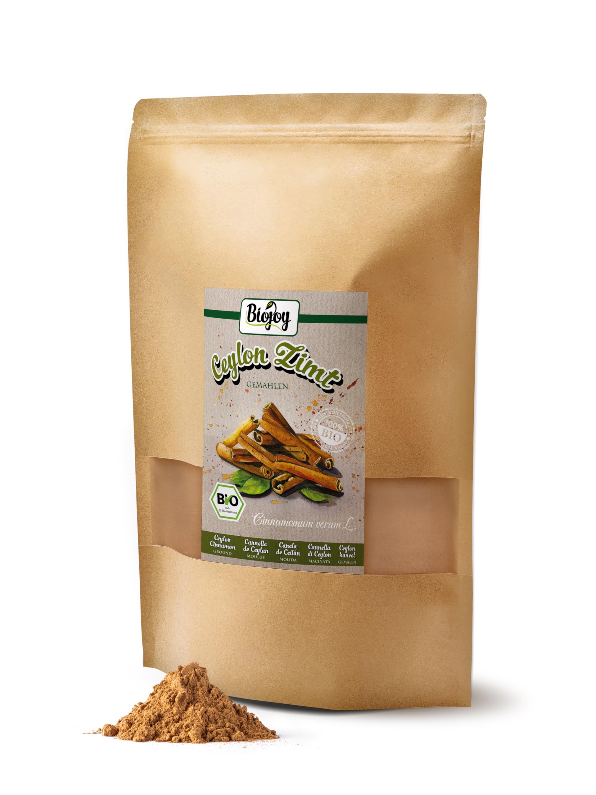 Biojoy Cannelle de Ceylan BIO en poudre (1 kg), sans additifs (Cinnamomum verum L.)