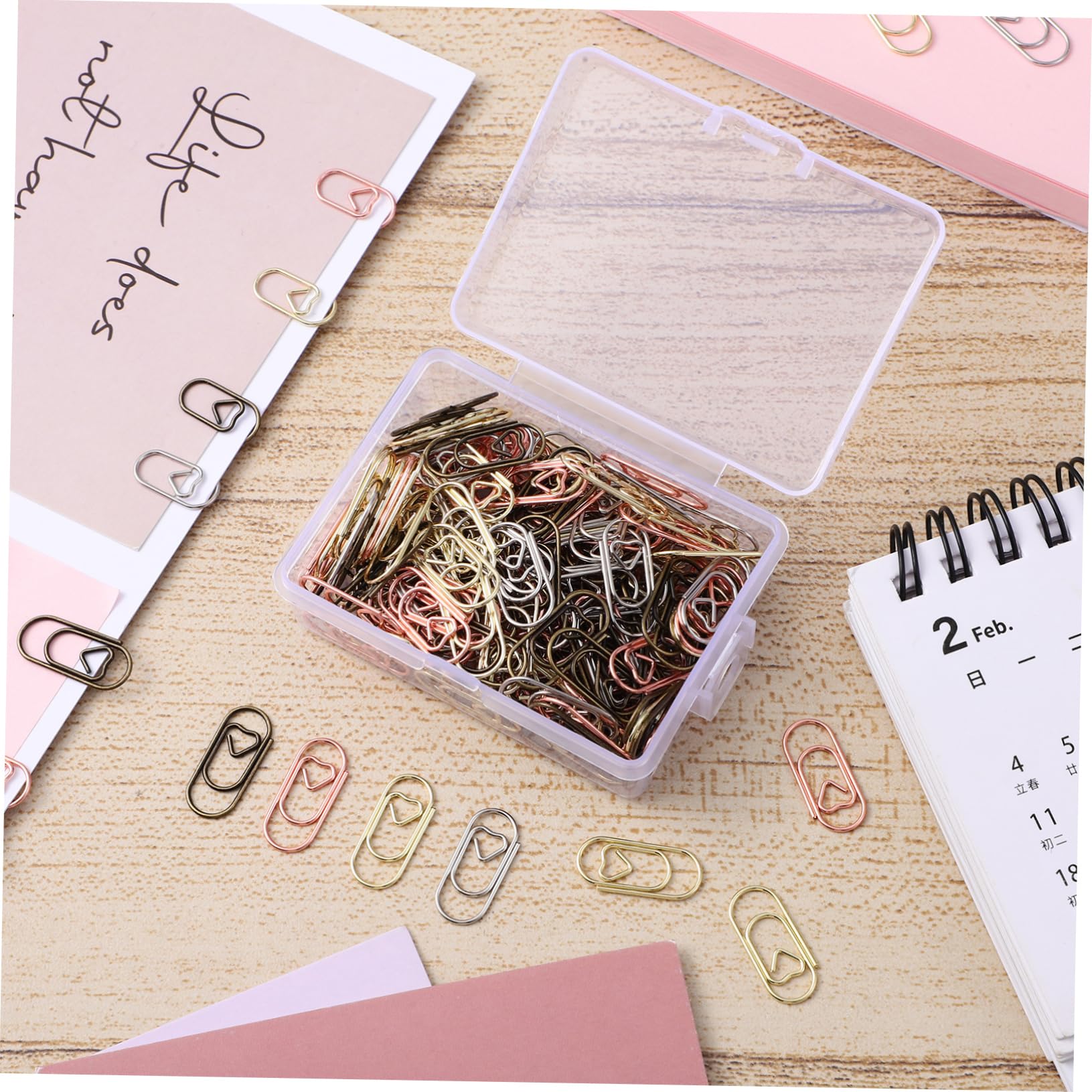 Operitacx 1000 Pz Mini Graffetta Clip Raccoglitore Mini Raccoglitore Graffette Decorative Graffette Metalliche Divertenti Graffette Metallo A Forma Di Cuore Oro Rosa
