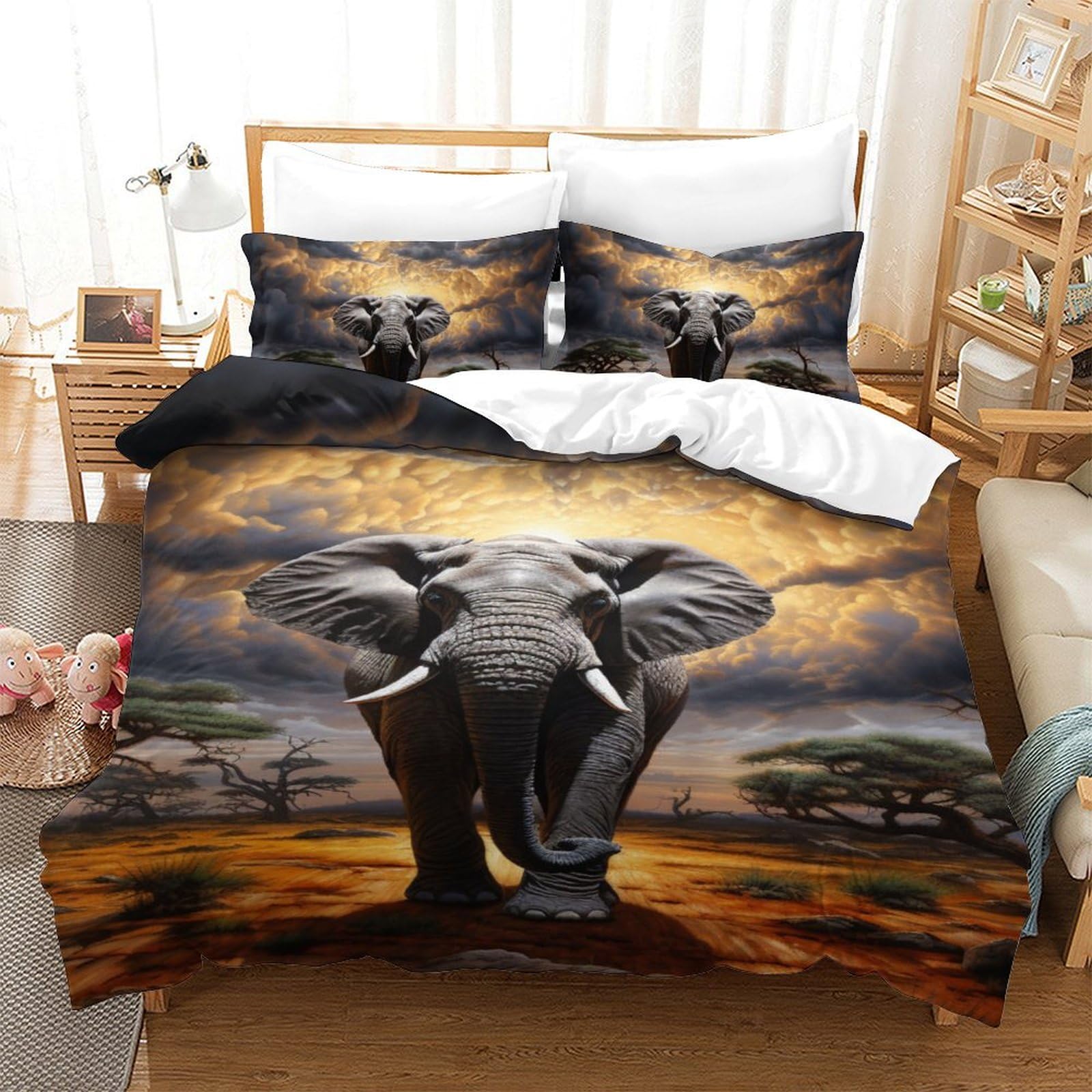 Parure de lit enfant éléphant idée cadeau idéale fille et garçon 140x200