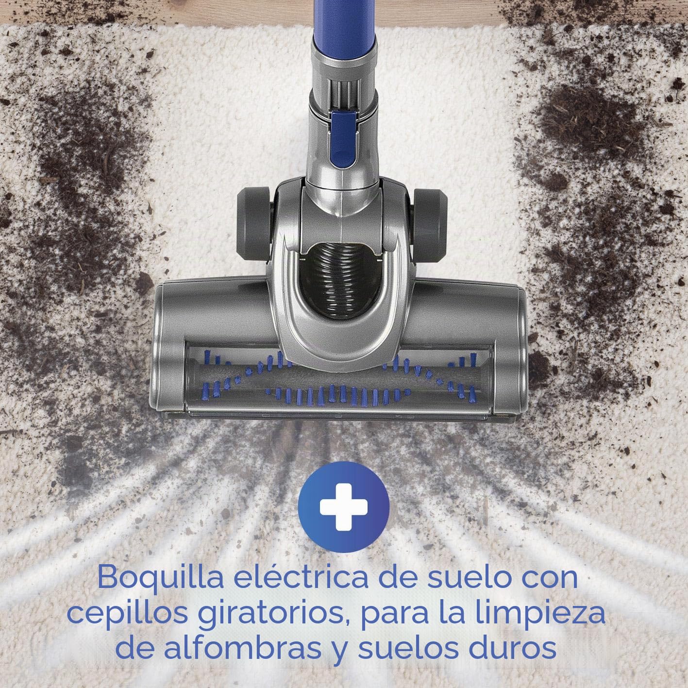 CLEANmaxx Aspiradora ciclónica sin Cable sin Bolsa con batería Recargable | aspiradora de Piso 2 en 1 y aspiradora de Mano, Potente y de bajo Consumo [Azul/Plateado]