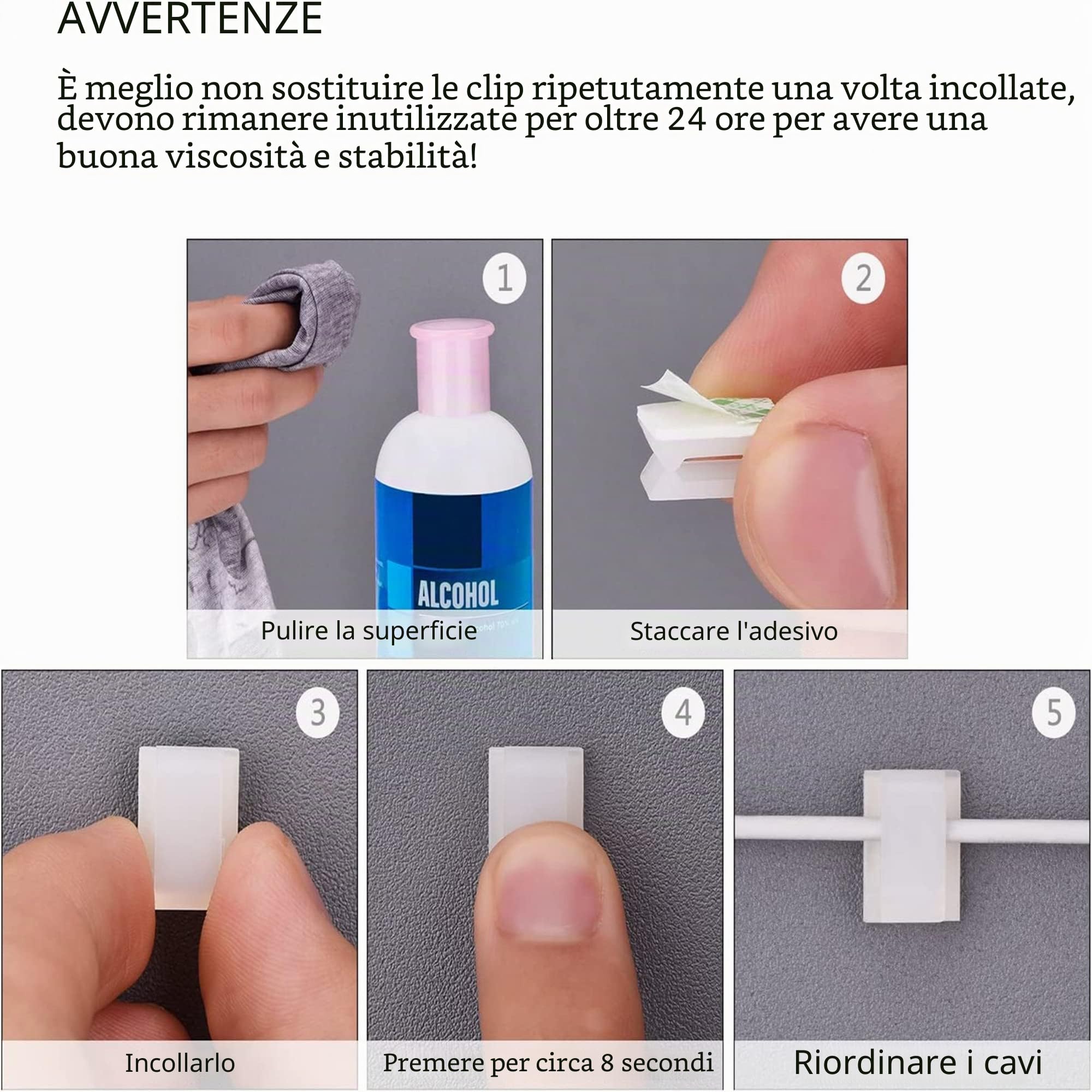 100 Pezzi Clip di Cavo Adesivo Clip di Fili Gestione dei Cavi Fascette Staffa Cavo Filo Bianco