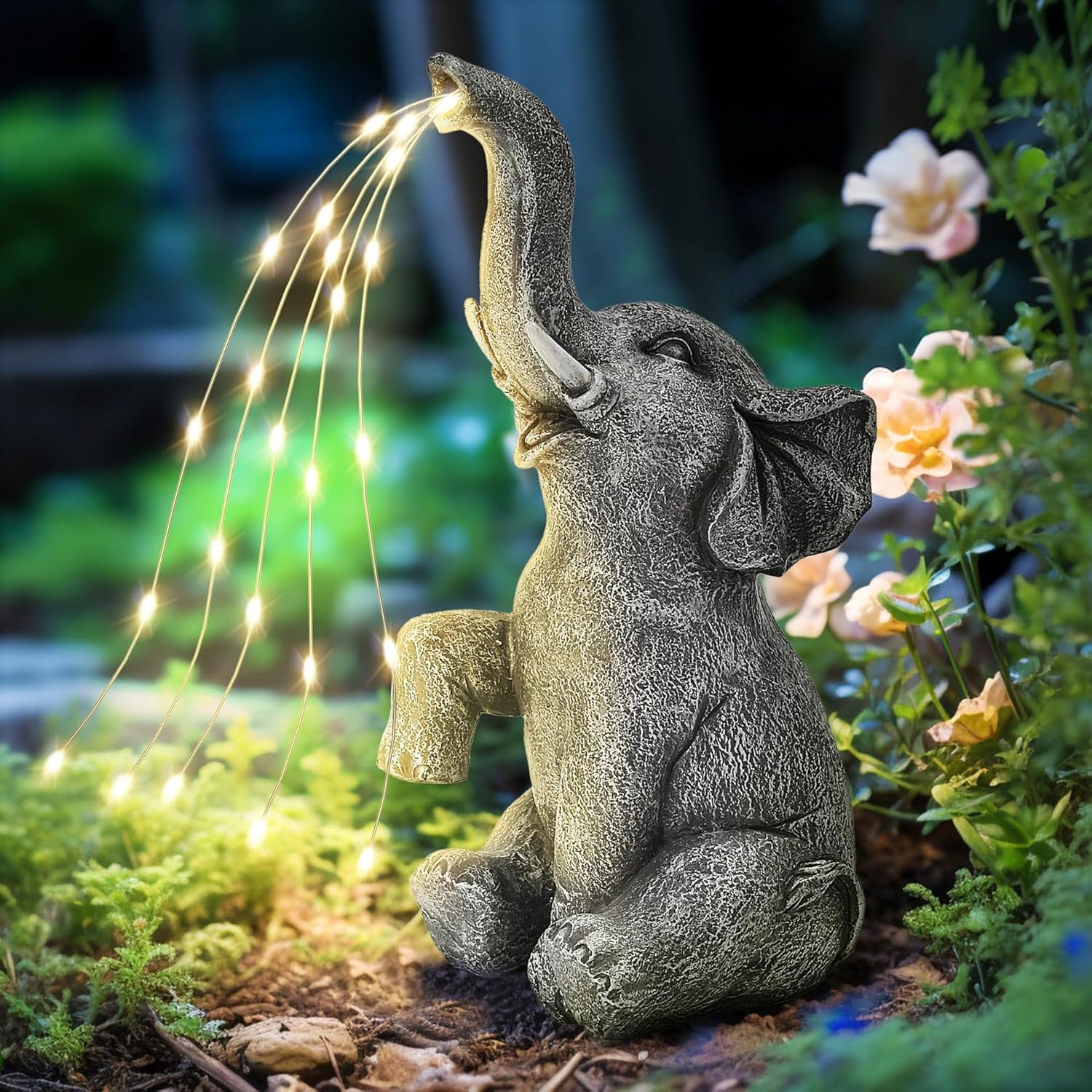 ESSECMBS Elephant Statue Solar Light for Garden Decor Outdoor Solar Powered Elephant Resin Sculptures Yard Decoration Outside Patio Decor (Gray, 10×10.5×24.7cm) ESSECMBS Elephant Statue Solar Light for Garden Decor Outdoor Solar Powered Elephant Resin Sculptures Yard Decoration Outside Patio Decor (Gray, 10×10.5×24.7cm)