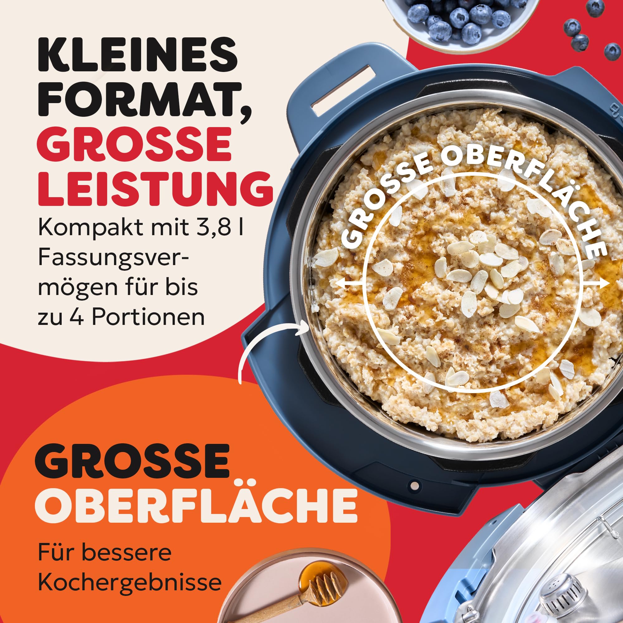 Instant Pot Multikocher, 3.8L 7-in-1 Smart Cooker - Schnellkochtopf, Schongarer, Reiskocher, Sautierpfanne, Joghurtbereiter, Dampfgarer und Speisewärmer, Tagtraum Blau