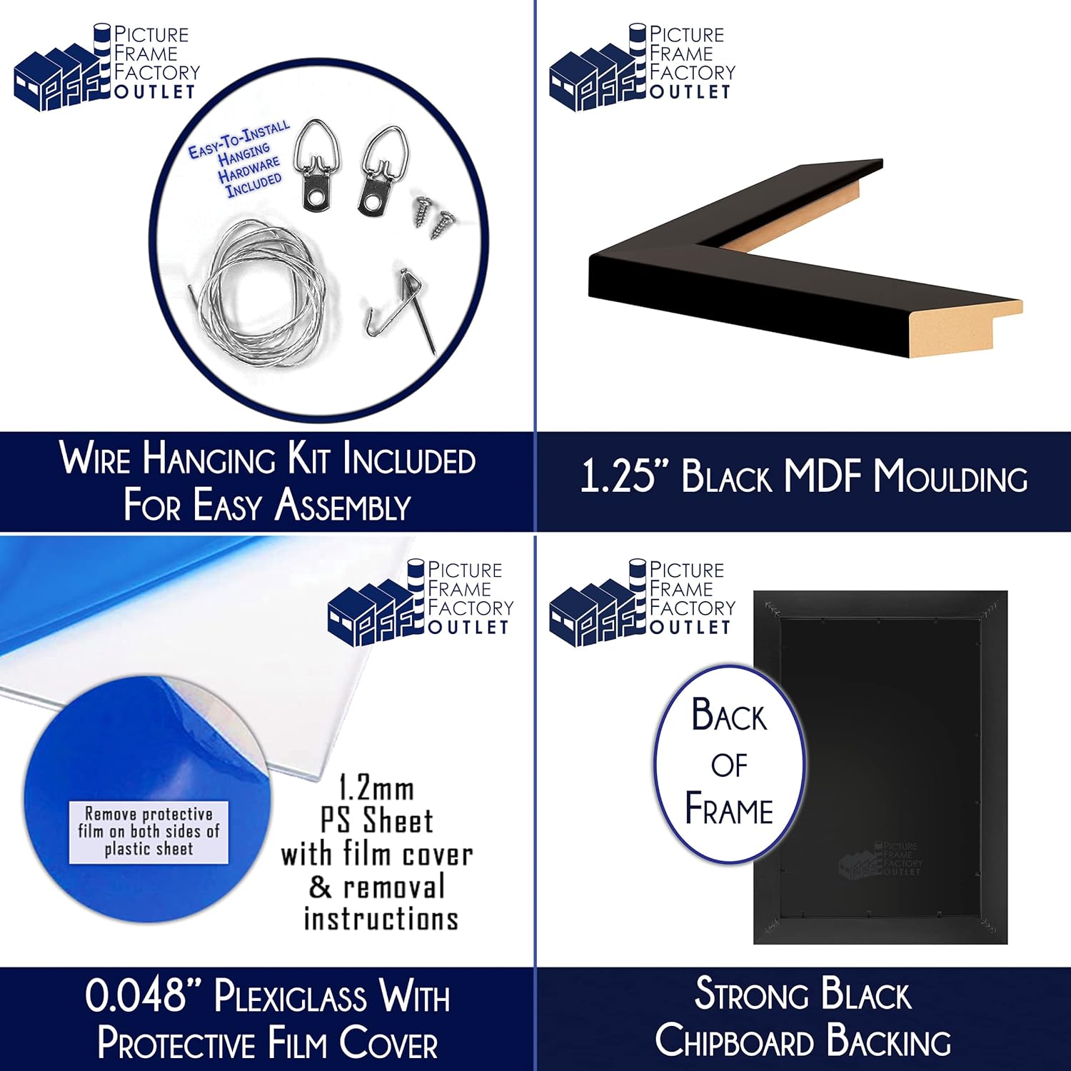 (14.725" x 22.375) Picture Frame | Poster Frame | Puzzle Frame - 1.25" Flat Black Profile - Hardware and Plexiglass Included (14.725 x 22.375 Inches)