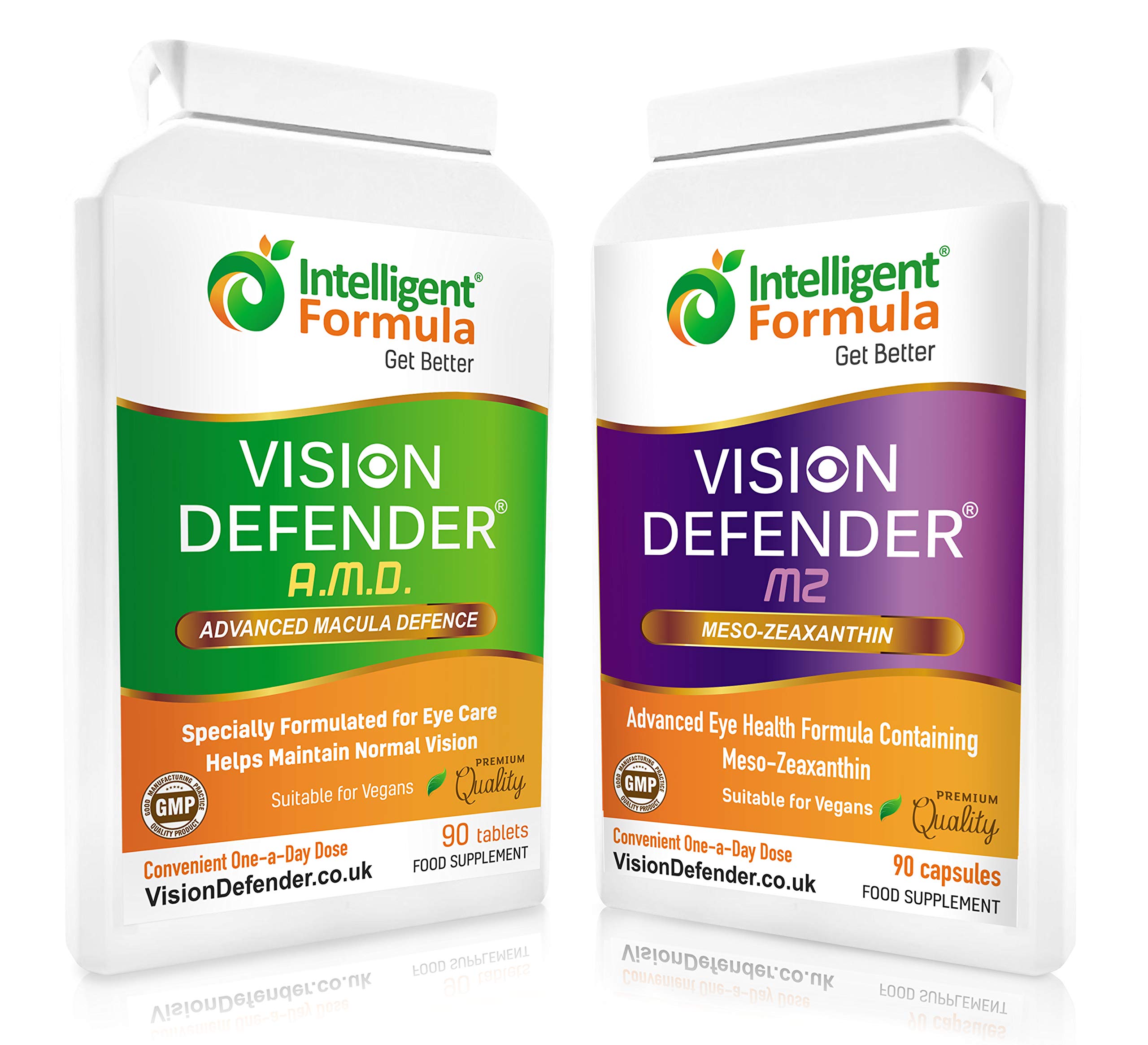 Vision Defender Vegan Eye Vitamins: Eye Health Supplements Bundle Containing 2 Products: AREDS2 Vision Defender AMD & MZ (90 Days Supply). AREDS 2 Formula (Lutein, Zinc, VIT C&E) Plus Meso-Zeaxanthin