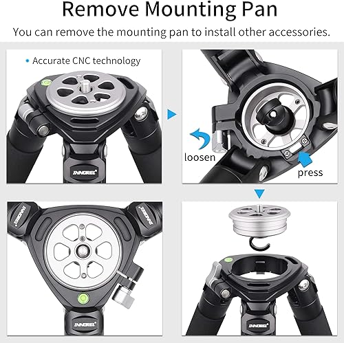 Miniatura 4 de Trípode de fibra de carbono-LT364C-RT90C - Trípodes profesionales resistentes y estables para cámara de video, fotografía de pájaros, DSLR, tubo de