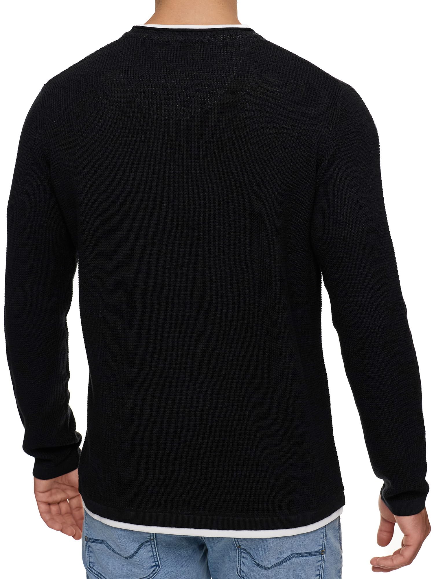 Indicode Herren INVillads Strickpullover Cardigan mit Rundhals-Ausschnitt