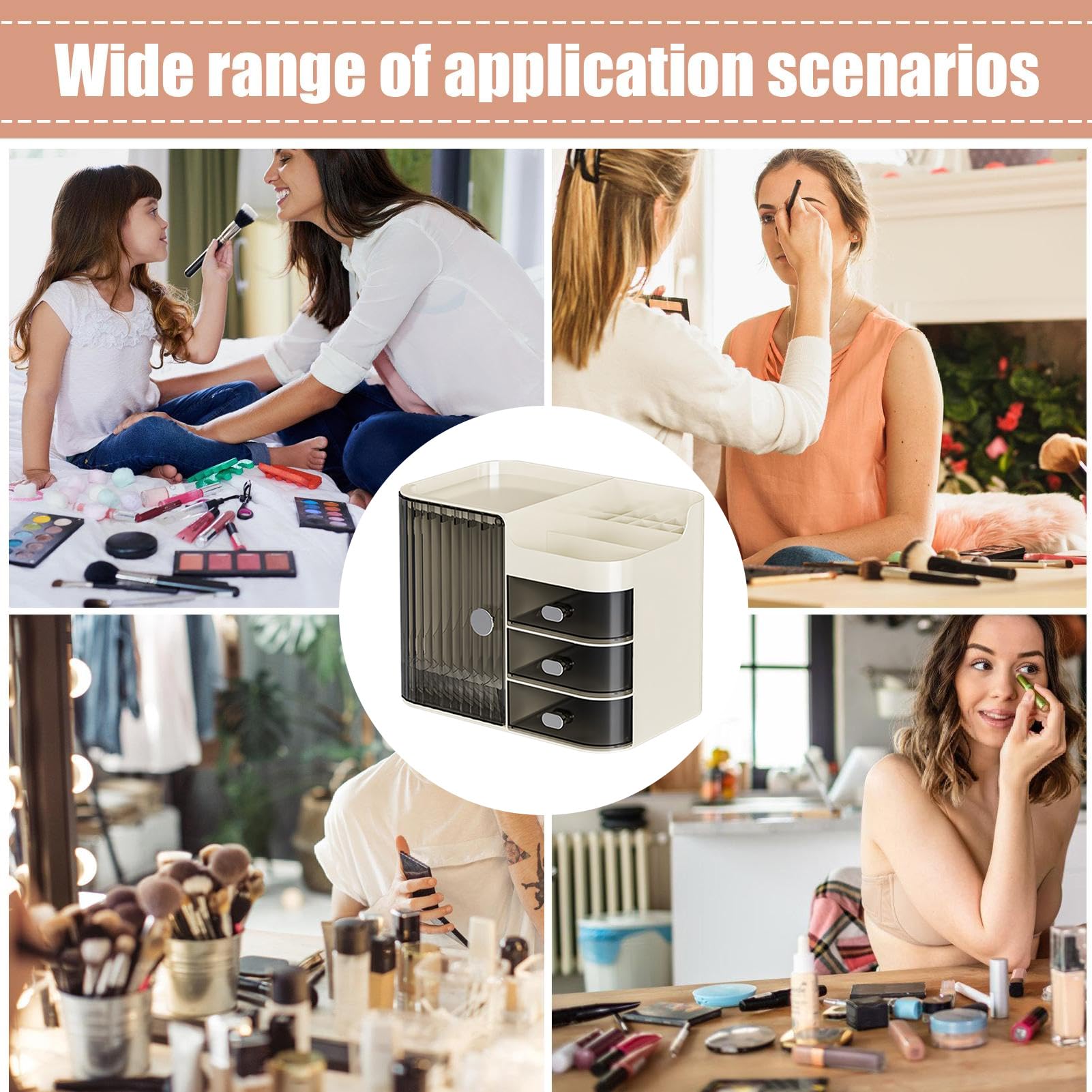 Organizer per trucchi da piano di lavoro – scatola trasparente per | cassetti, porta cosmetici con grande capacità, organizer per cosmetici multistrato, trasparente e durevole