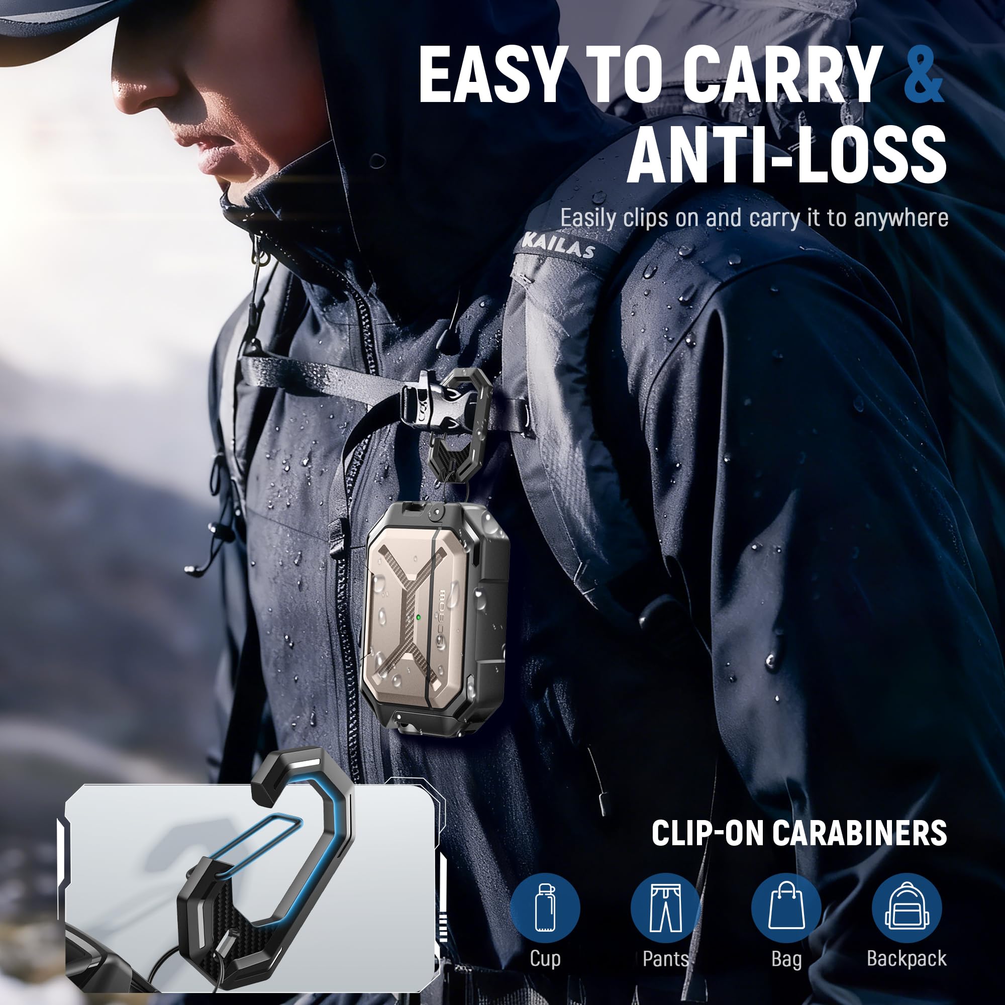 MOBOSI Etui ochronne do AirPods Pro 3 IP68, wodoszczelne etui kompatybilne z MagSafe, ochrona wojskowa, odporne na uderzenia, etui z zamkiem, brelokiem do kluczy, uchwytem na telefon komórkowy do