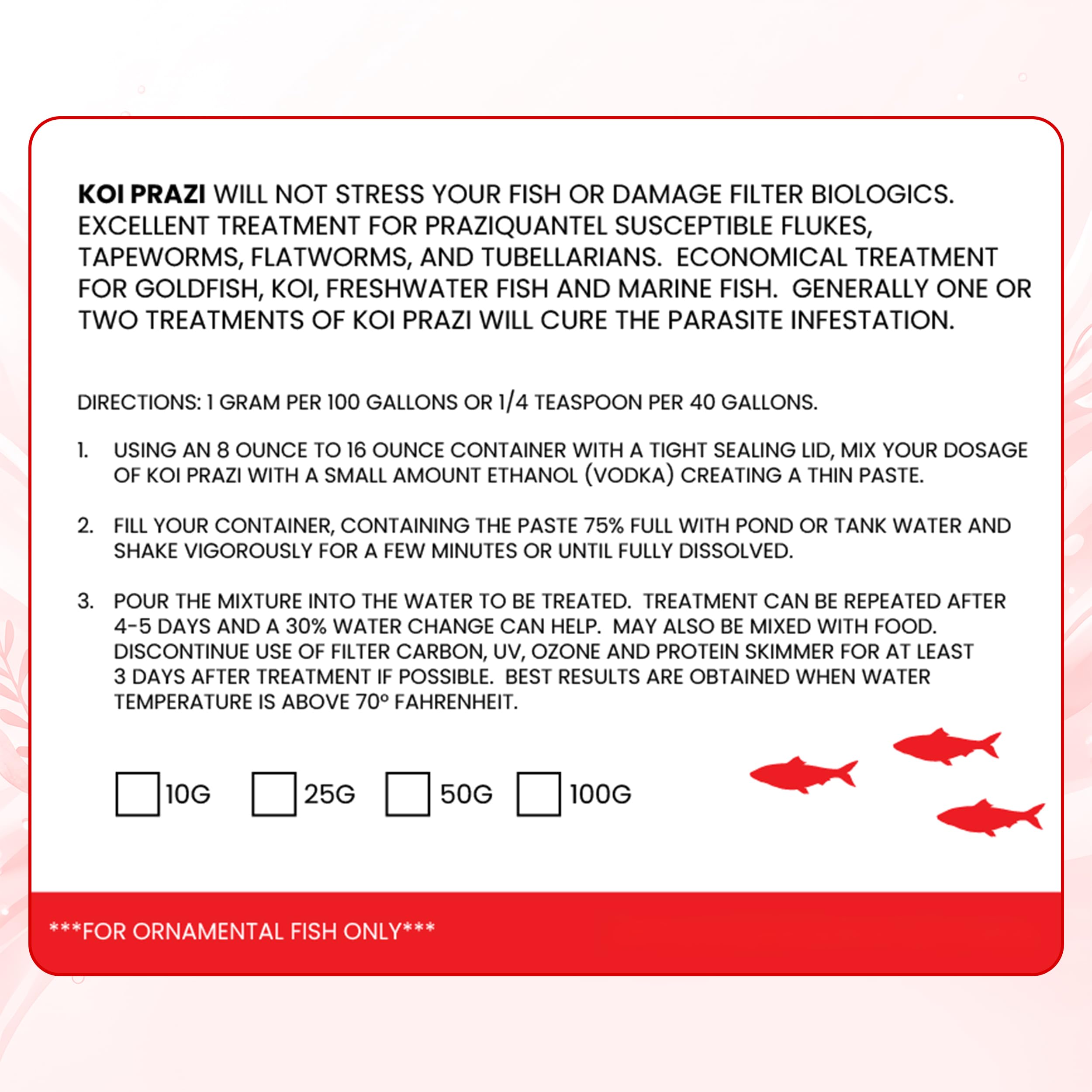KOI PRAZI para peces de estanque y acuario (100 gramos)