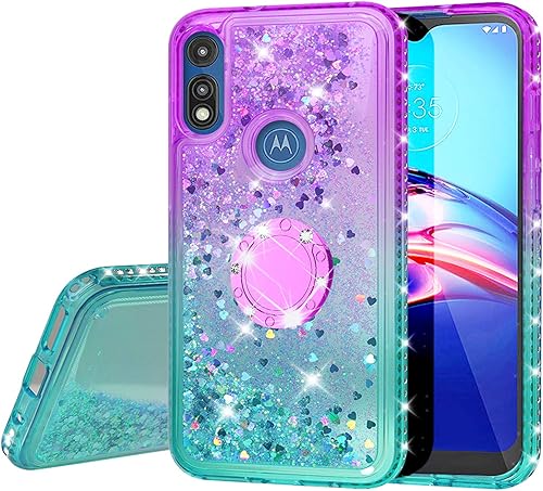 Miniatura 7 de SOGA Funda compatible con Motorola Moto E7, con protector de pantalla de vidrio templado, cubierta de arena movediza líquida de diamante, linda