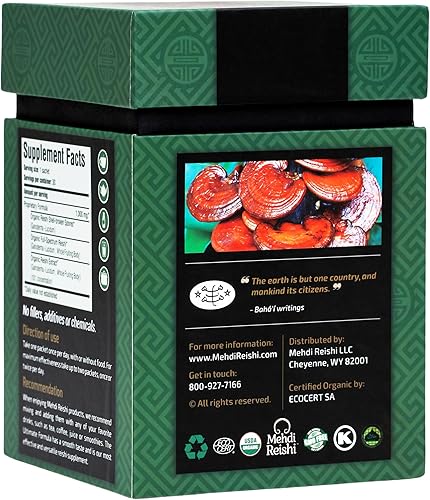 Miniatura 4 de Fórmula definitiva de hongos Reishi – 30 porciones – Extracto de Reishi 100% puro, premium y orgánico y polvo de esporas – Ganoderma Lucidum,