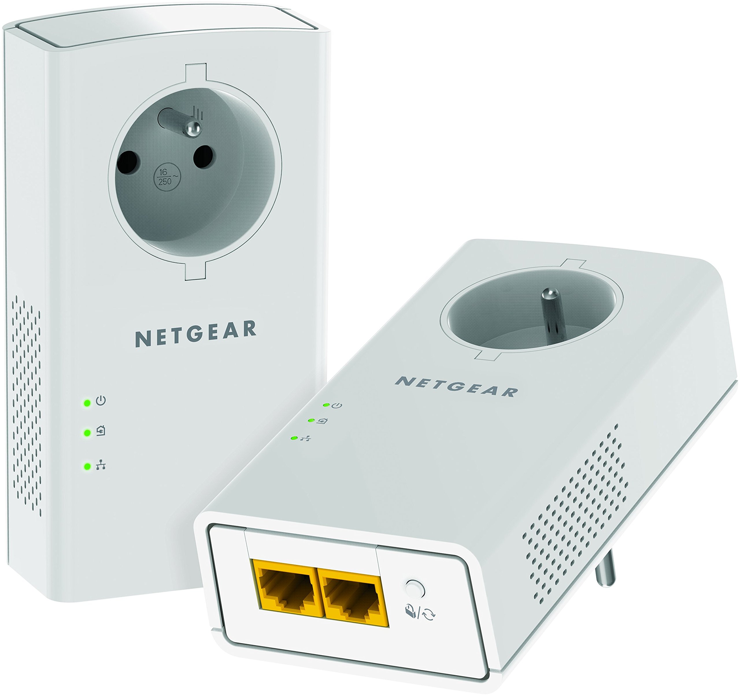 NETGEAR PLP2000-100FRS Pack de 2 Prises CPL 2000 Mbps avec Prise filtrée et 2 Ports Ethernet & Amazon Basics Câble réseau Ethernet RJ45 catégorie 6-1,5 m