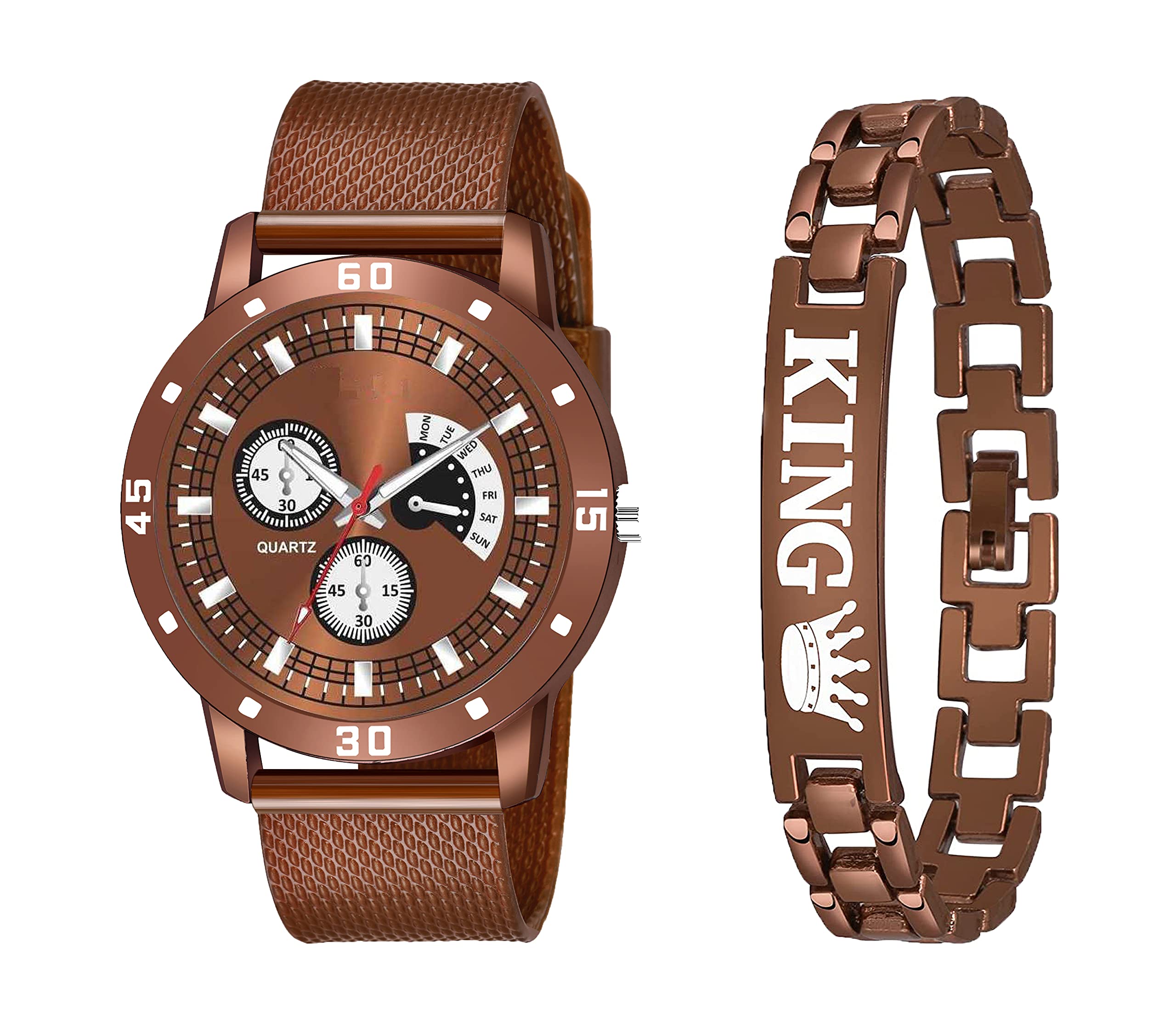 Red Robin Alluring Analogue Brown Dial Brown Rubber Strap Graceful Stylish Wrist Watch for Men and Boys, Pack of 2 - AVO-BRW-D-BRW-SFR-King-BRW-Bracelet (B0C2J4P47M) Amazon Price History, Amazon Price Tracker