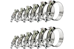 PEROMI 12-Piece T-Bolt Hose Clamp Set (3/4" to 2" Range)