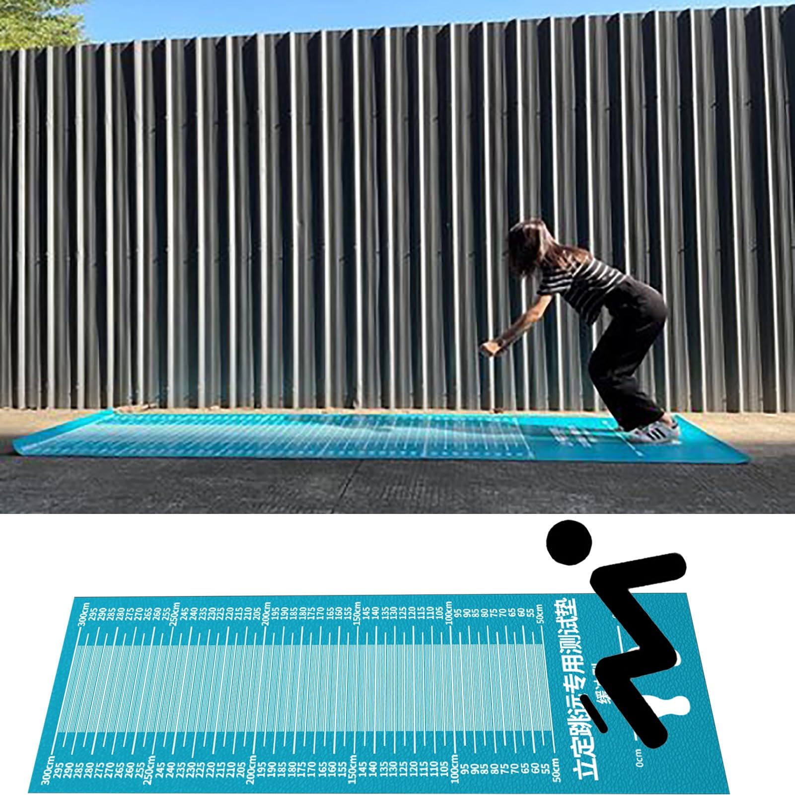 350cm Long Gym Long Jump Exercise Mat Blue Yoga Jump Rope Pvc Mats 4 5mm Thick Kids Adult