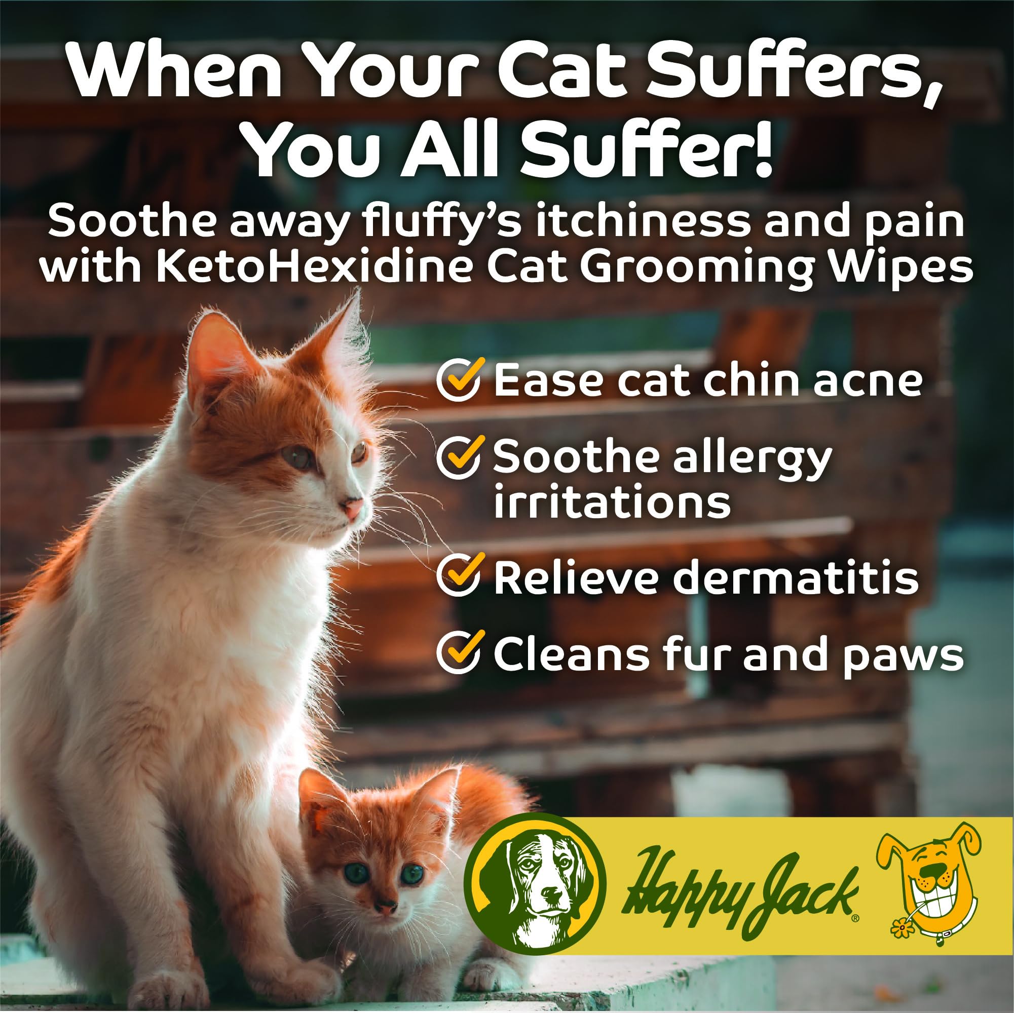 HAPPY JACK KetoHexidine Pet Wipes, Chlorhexidine Pads for Dogs & Cats with Ketoconazole, Cat Wipes for Acne, Wrinkles, Paws, Itchy Skin, 50 Ct - image 5