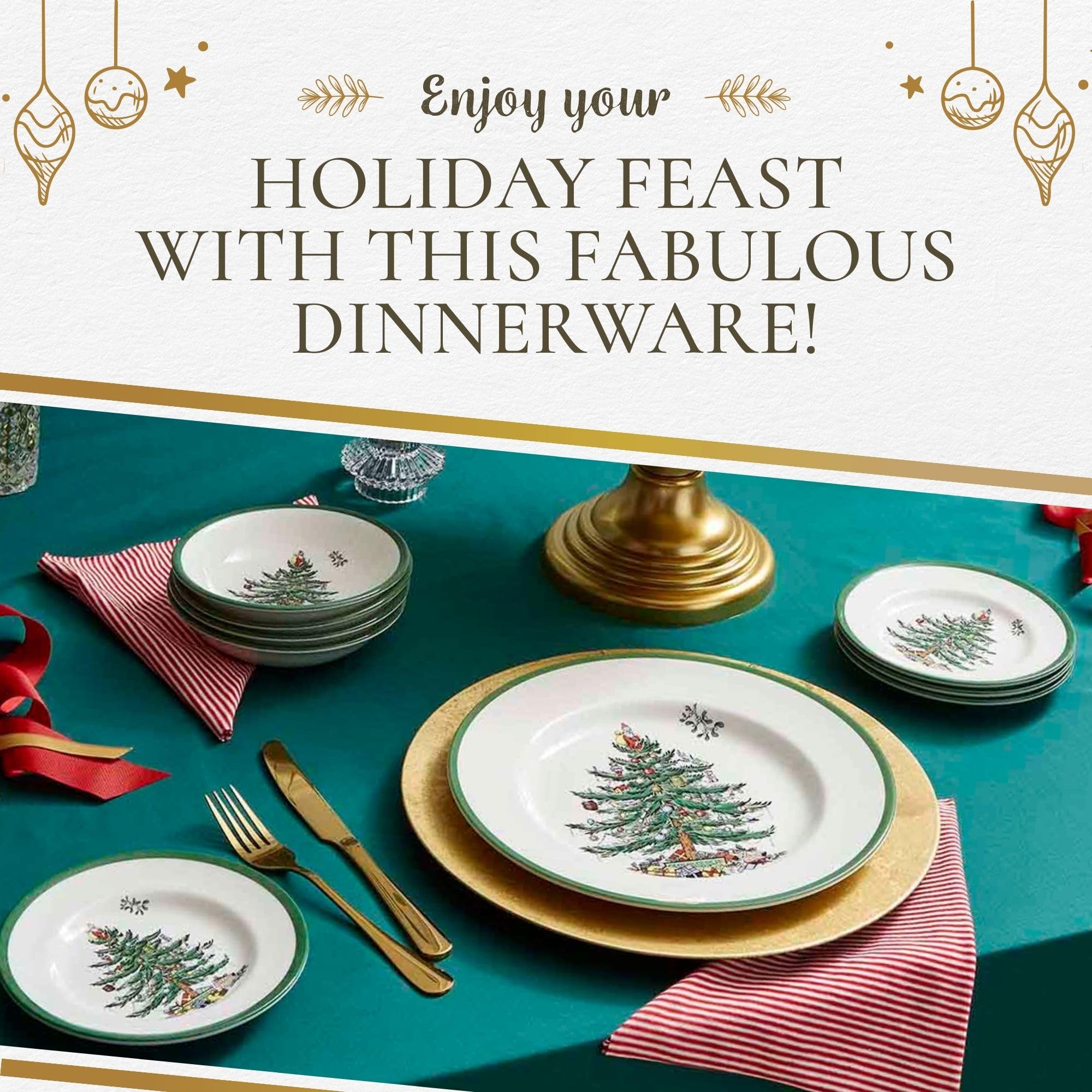 Amazon.com | Spode Christmas Tree 12-Piece Dinnerware Set (Service