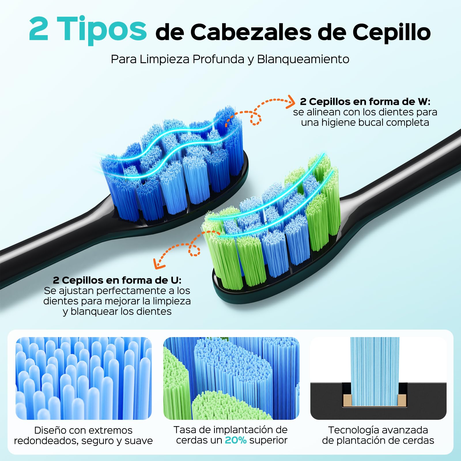 COSLUS C30 Cepillo de Dientes Eléctrico Sónico: 5 Modos con 3 Niveles de Intensidad - Diseñado para Dientes Sensibles - Adecuado para uso Doméstico o de Viaje - Dos Tipos de Cabezales de Cepillo