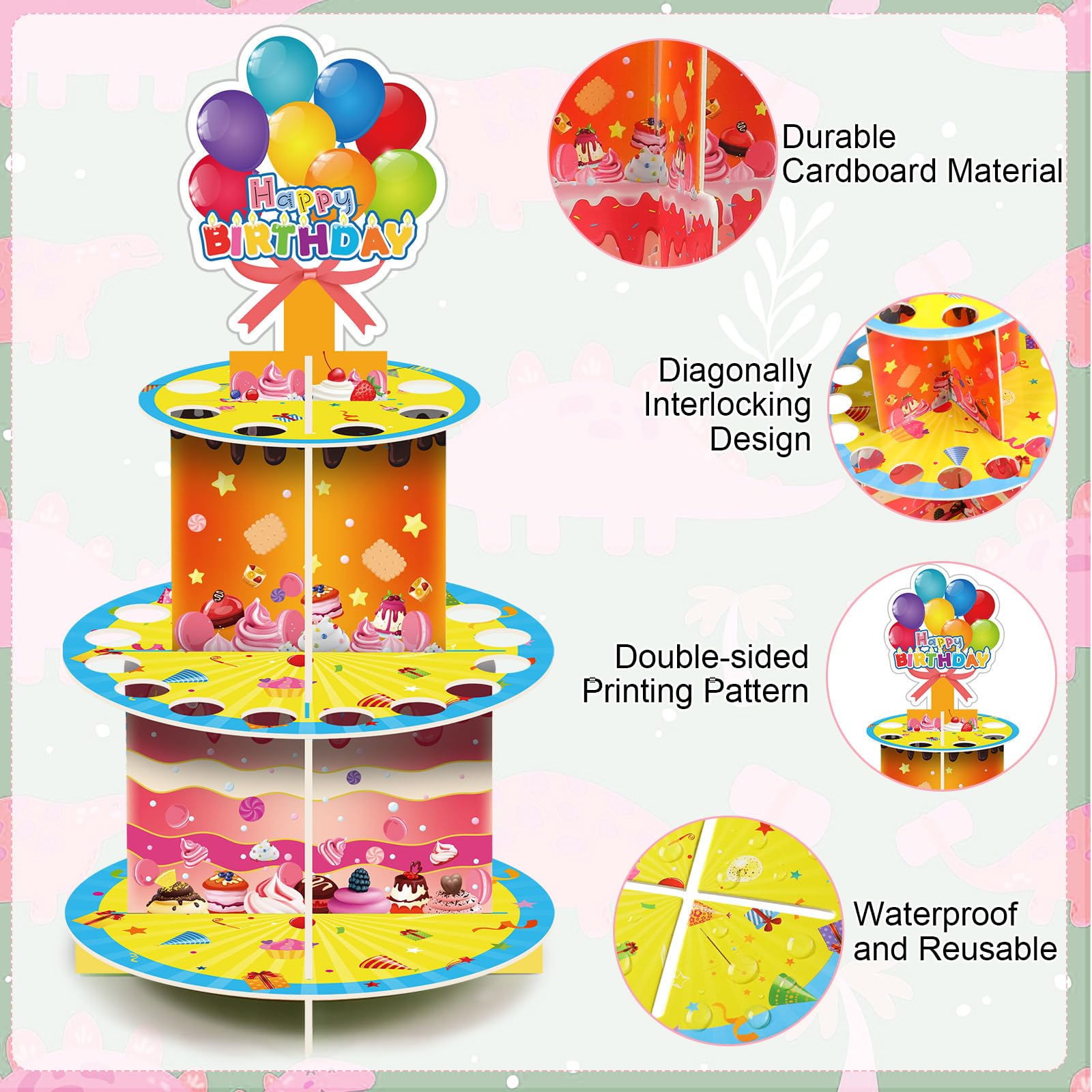 2 piezas de soporte de dinero de cumpleaños para regalo, colorido feliz cumpleaños, soporte de efectivo de doble capa con 24 agujeros, soporte para dinero en efectivo, ideas de regalo para 3