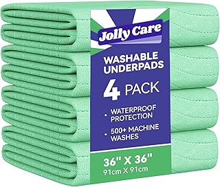 Washable Underpads Waterproof, 4 Pack 36" x36'' Heavy Absorbency Incontinence Bed Pads, Bed Wetting Pads for Adults, Elderly, Kids and Pets, Soft Reusable Changing Pads for Bed