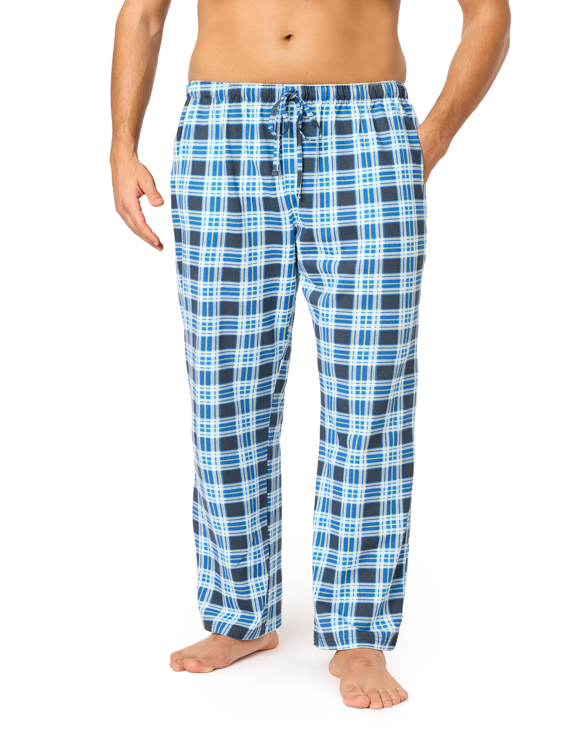 Timone Herren Schlafanzugshose Lang Pyjamahose aus Baumwolle Freizeithose Schlafhose Loungewearhose mit Taschen Nachtwäsche Hose für Herren Sleepwear Haushose TPP-001