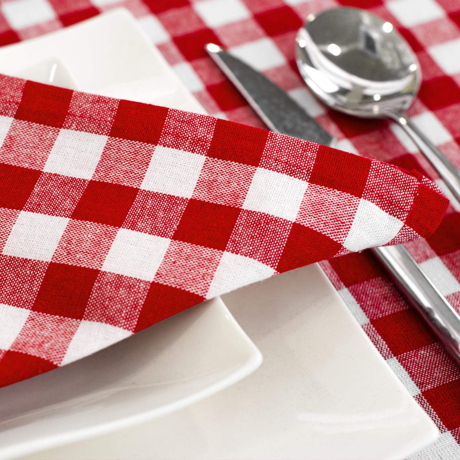BGEUROPE Tovaglioli - 100% cotone - Rosso e bianco - Ref. Pizzaria - 45cm x 45cm (pack 6)