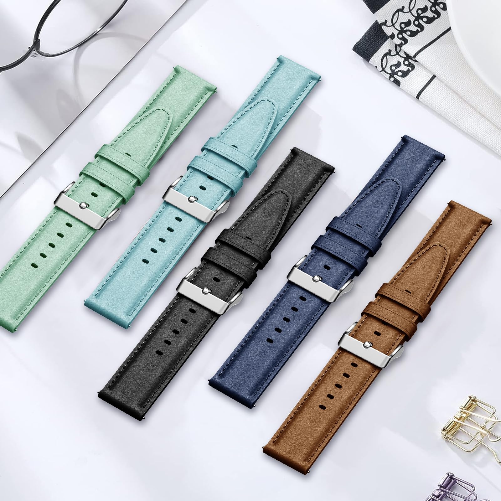 Cinturino per Amazfit GTR 3 Pro, 22mm Cinturino in Pelle per Amazfit GTR 4, GTR 3, GTR 3 Pro, GTR 2, GTR 2e, Amaz fit Stratos, Stratos 2, Stratos 3, Amazfit Pace, Amazfit Balance, Amazfit GTR 47mm