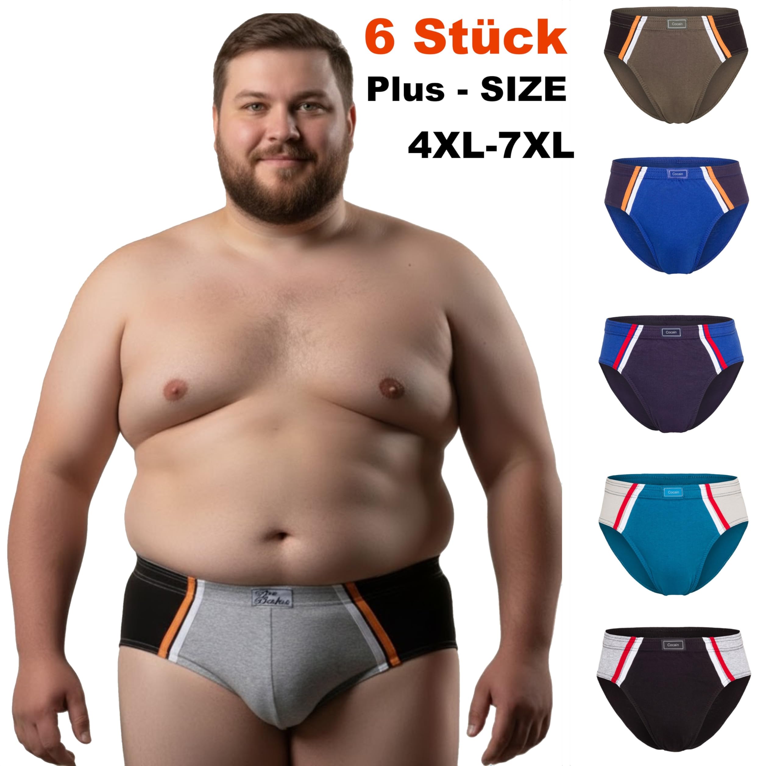 Cocain underwear 6 pezzi Mutande Morbide per Uomo Sport Slip Uomo Slip Uomo Slip Cotone Bw Taglie da 5 a 10 - M a 4XL, 13 pezzi, 6XL Große Größen