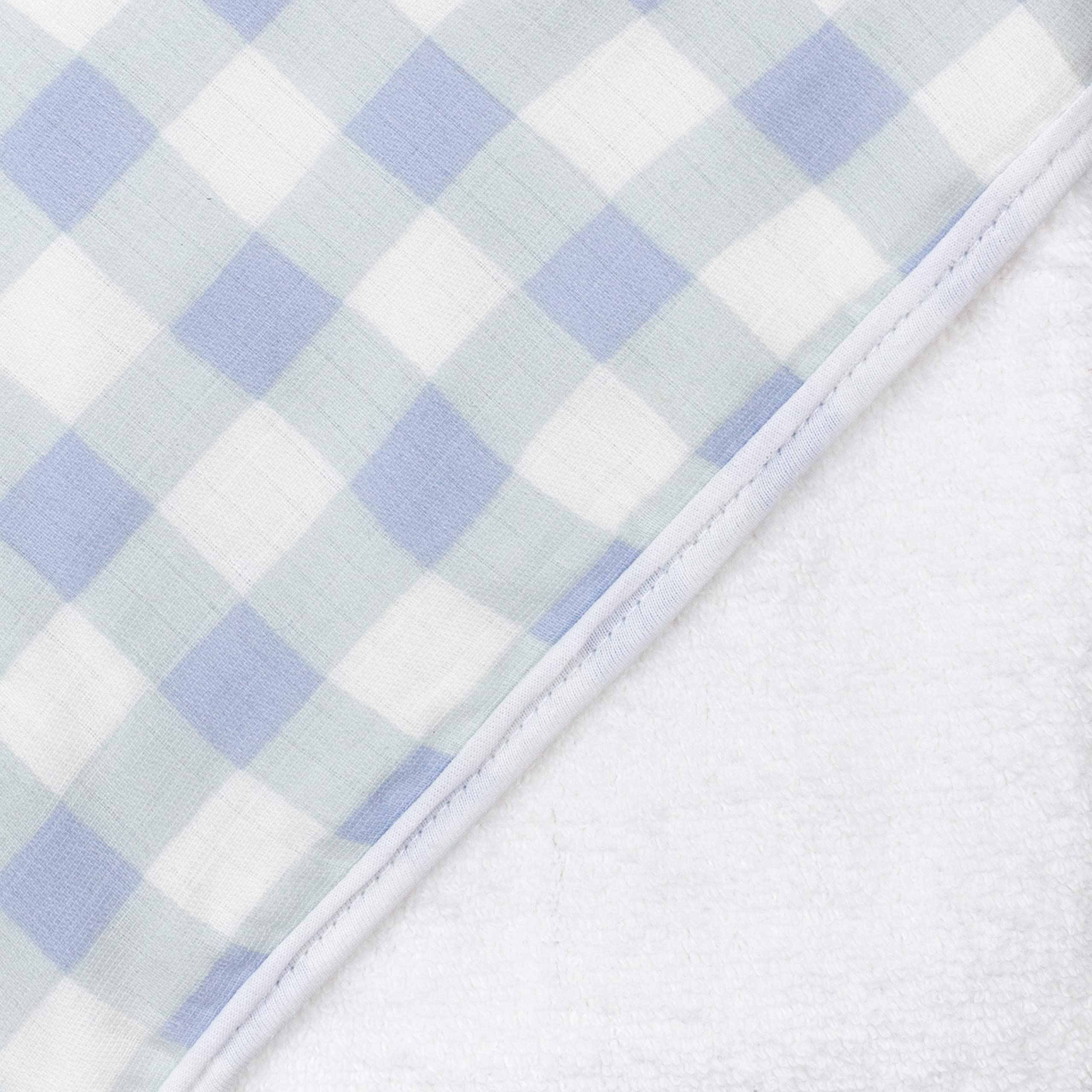 HonestBaby Juego de toallas y paños de algodón orgánico con capucha de 3 piezas, cuadros de búfalo pintado azul, talla única