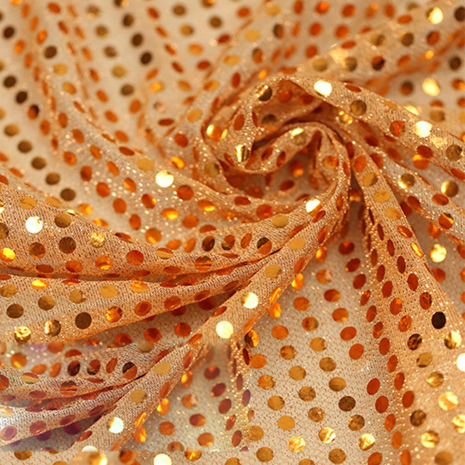 1.1mx1m Orange Sequin Fabric Shiny Bling Glitter Material Cloth Sparkly Sequins Mesh Fabric for DIY Crafts Sewing Party Favors