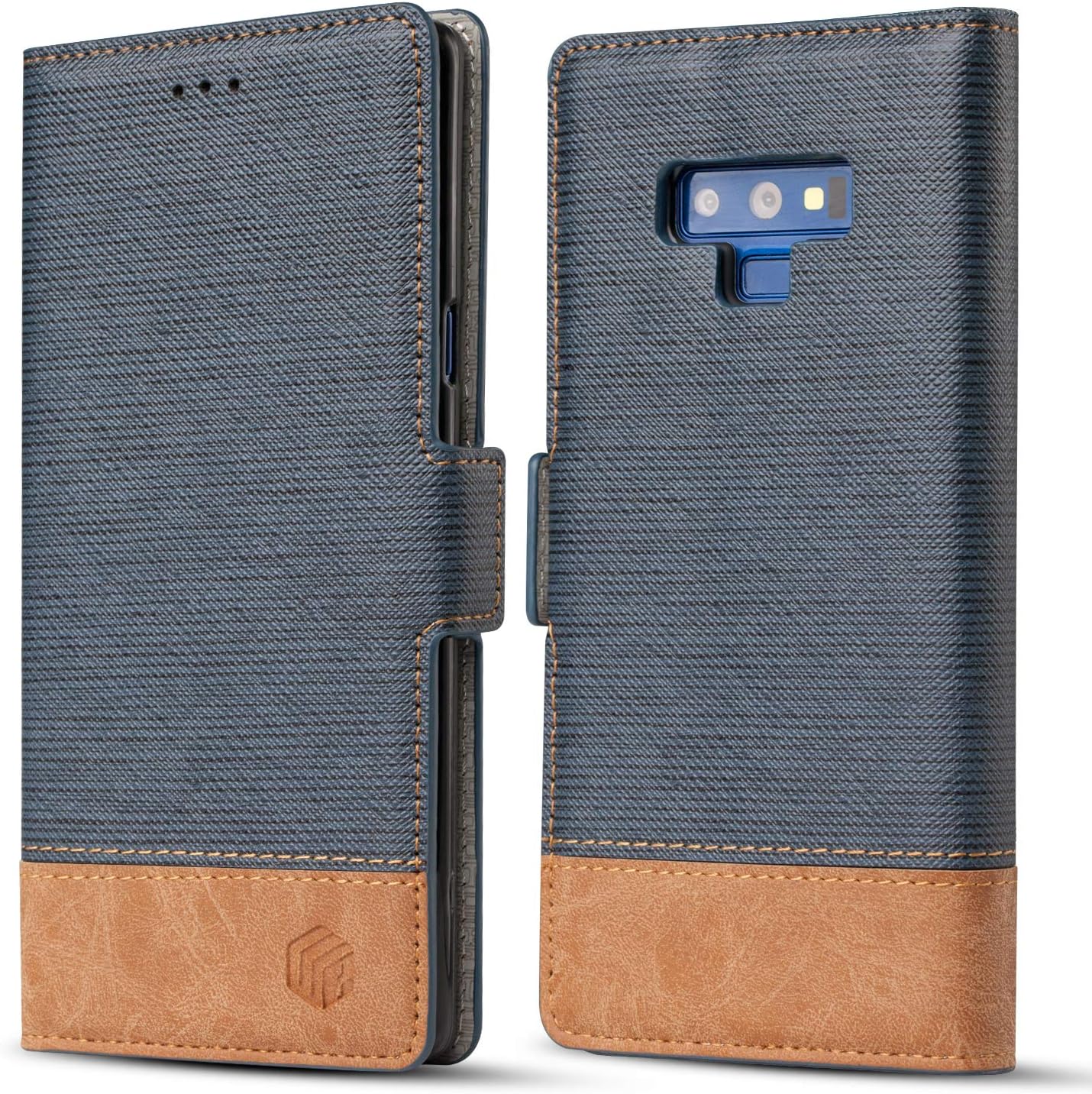 WenBelle Wallet Case for Galaxy Note 9,Blazers Two Series,Slim Stand Feature,Double Layer Shock Absorbing Premium Soft PU Color Matching Leather Flip Cases for Samsung Galaxy Note 9 (Blue)