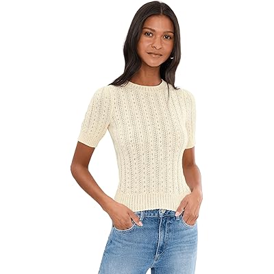 525 america Arden Pointelle Puff Sleeve Pullover lemon icing