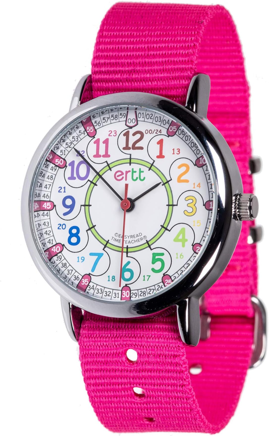 erttEasyRead Time Teacher - Teaching Watch For Kids - Boys & Girls Analog Watch - Kids Learning Watch - Learn to Tell The Time Wrist Watch For Kids - 2 Step Time Teacher Watch - 12-24 Hr Easy to Read Dial