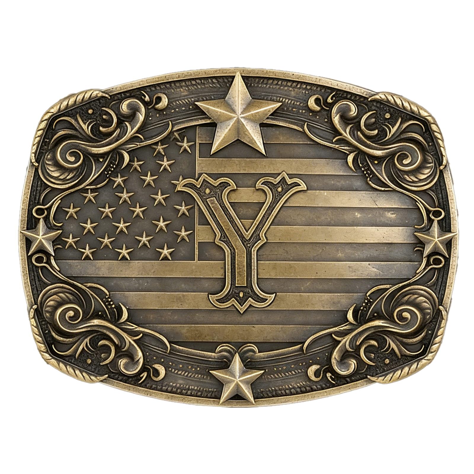 Western Cowboy Vintage Rodeo A-Z Initial Letter Belt Buckle Men