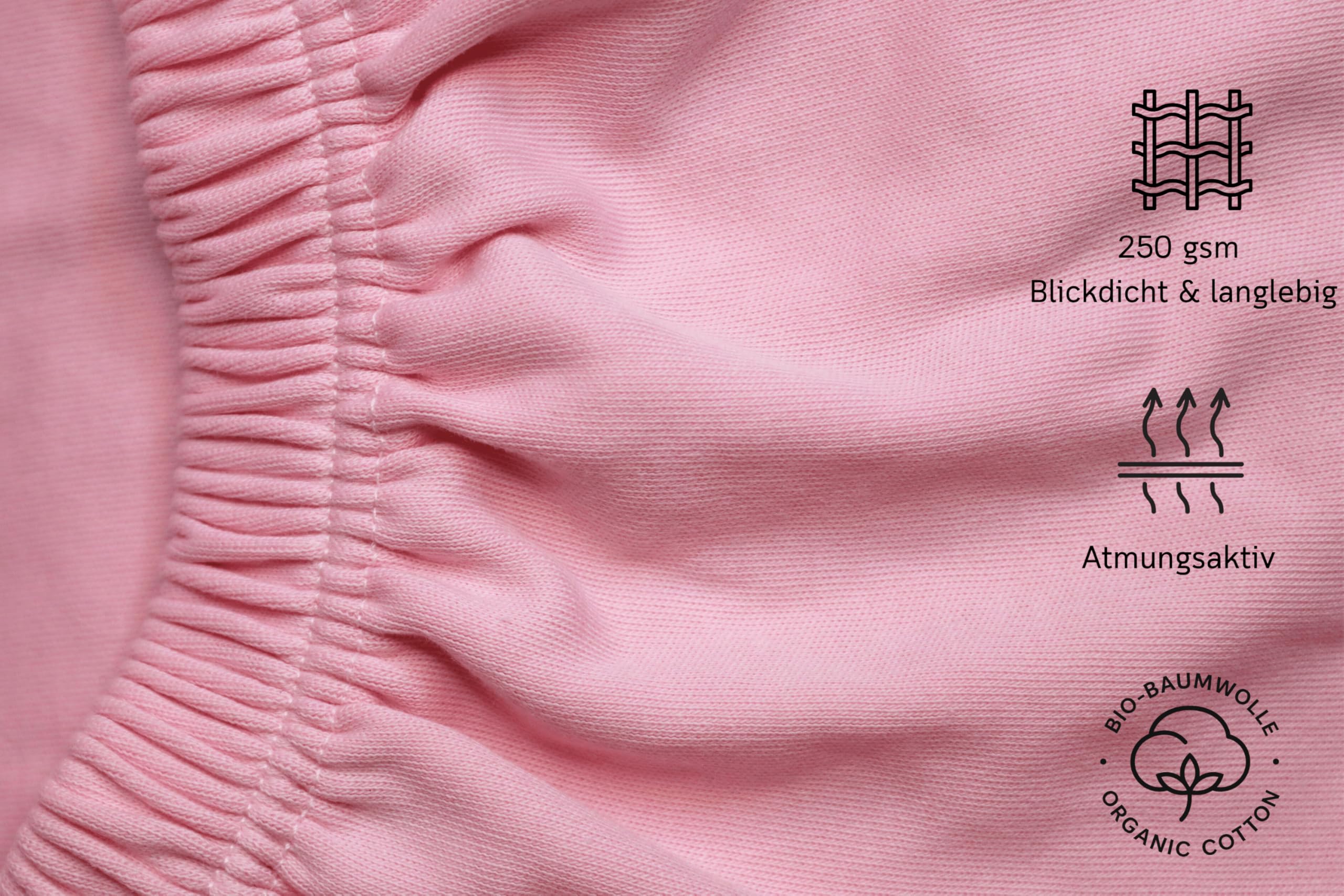 Premium Spannbettlaken 180x200cm -100% Bio-Baumwolle, Double Jersey (doppelgestrickt) - 250g/m² 20–40 cm Steghöhe, für hohe Matratzen, Boxspring mit Topper & Wasserbett (Lilydust, 180x200)