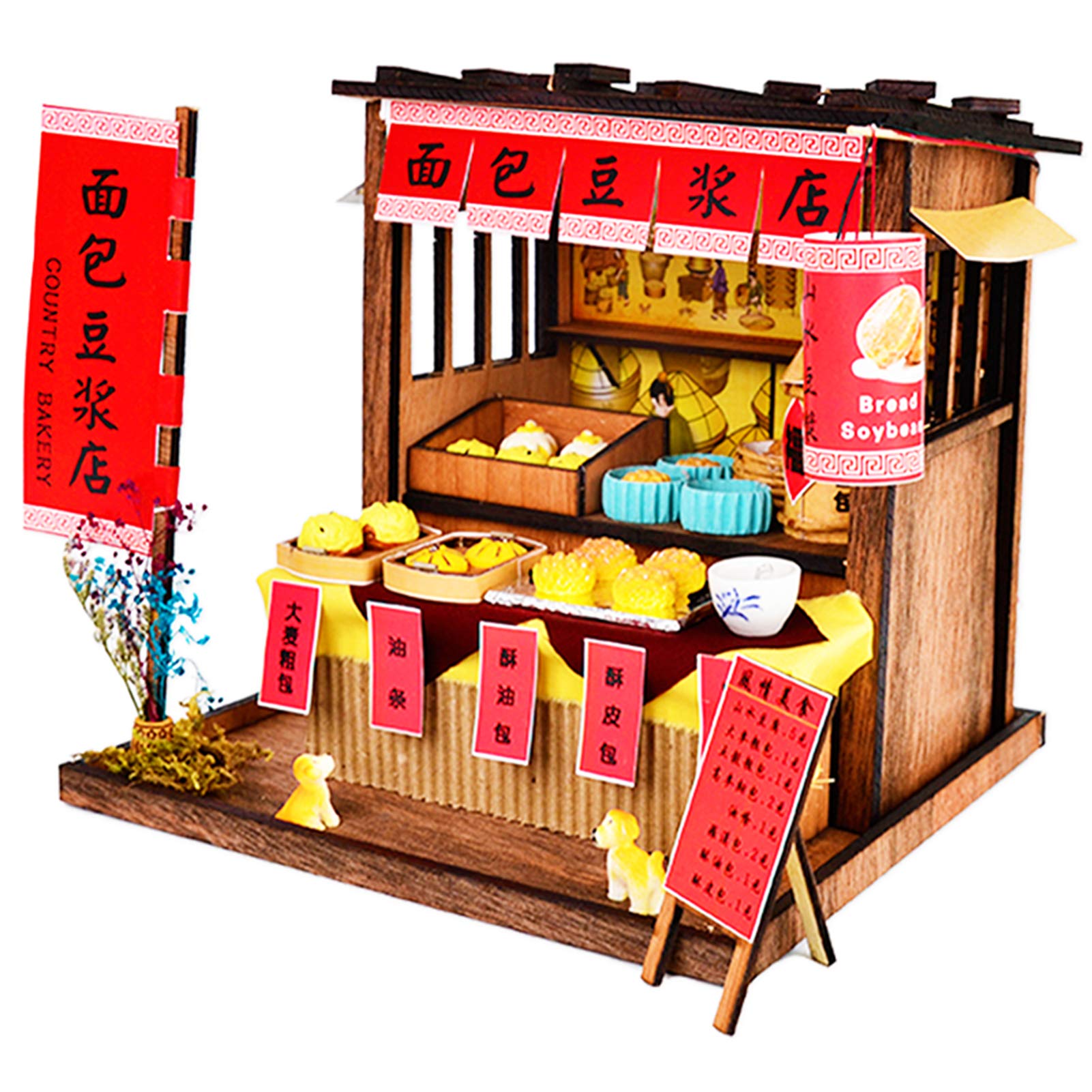 Roroom DIY Miniature and Furniture Dollhouse Kit,Mini 3D Wooden Doll House Craft Model Shop Style with Dust Proof Cover and LED,Creative Room Idea for Valentine's Day Birthday Gift(BM817)