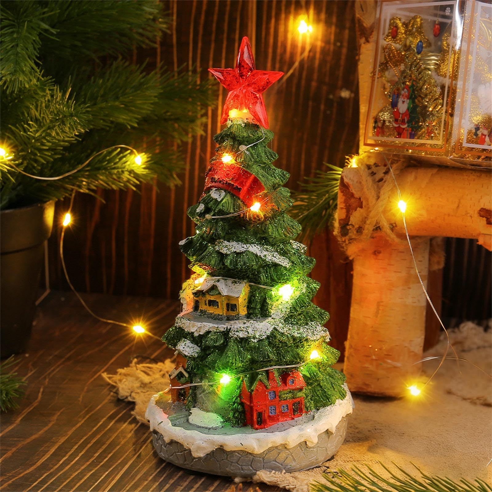 Carillon musicale illuminato a forma di albero di Natale, ornamento da tavolo per la casa e le vacanze, regalo per le vacanze