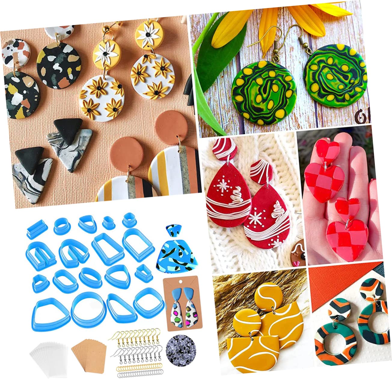 NUOBESTY 4ensembles Set De Outils De Découpe Polymère pour Création De Boucles Oreilles Accessoires pour Bijoux Et Décorations